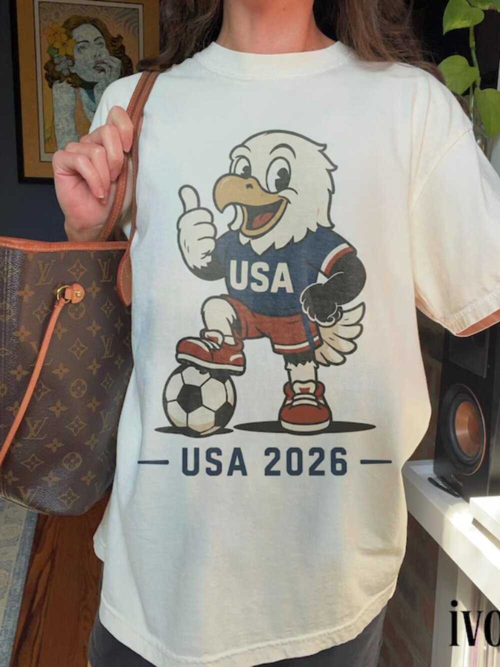 USA 2026 Soccer Shirt, Cute Eagle Mascot Graphic T Shirt 287